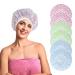 6 Pcs Shower Cap for Women Reusable Waterproof Bath Caps Plastic Hair Caps Elastic Band Bath Hair Hat Large Shower Cap for Long Hair Women Ladies Spa Salon Bathing Accessories