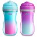 Chicco Insulated Rim Spout Trainer Spill-Free Baby Sippy Cup 9oz Pink/Teal/Purple Ombre 12m+ (2pk)