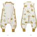 Winter Baby Sleep Sack with Feet | 2.5 TOG 100% Cotton | Sleeveless Toddler Sleeping Bag | 3 Zipper Options | Mustard Animal Print | Newborns to 2-4 Years - Buy Online on GoSupps.com