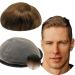 Real hair toupet for men yanahair smooth hair thin French tip bleached knot natural hairline wigs hair system European real hair toupet wig man (10x8 " #4 light brown)