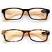 V.W.E. Wood Grain Printed Temple Arm Reading Glasses - 2 Pairs Black & Tortoise 2.0x - Stylish Spring Hinge Readers for Men & Women - Buy Online on GoSupps.com