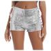 Duohropke Women Metallic Hotpants sequins glitter shorts with high waist sexy short pants shorts for dance sport disco costume carnival carnival l 02 silver