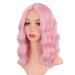 Earfodo Light Pink Wig For Women Short Curly Wavy Bob Wig 14 Inch Shoulder Length Middle Part Short Pink Wig Heat Resistant Synthetic Party Costume Cosplay Wig For Girls Wear Colorful Wigs A-Pink