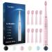 7AM2M Sonic Electric Toothbrush for Adults and Kids- High Power Rechargeable Toothbrushes with 8 Brush Heads 5 Adjustable Modes Built-in 2-Minute Smart Timer 4 Hours Fast Charge for 75 Days(Pink)