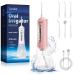 7AM2M Water Dental Flosser Cordless for Teeth 300ML Rechargeable Travel Portable Cleaner with 6 Jet Tips and 3 Modes Water Dental Flosser Picks for Cleaning (Pink)