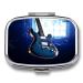 Pill Box Blue Guitar Print 2 Compartment Medicine Pill Case Pill Organizer Decorative Metal Portable Pill Box for Pocket Or Purse Style