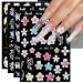 JMEOWIO 3D Embossed Flower Nail Art Stickers Decals Self-Adhesive 5D Spring Summer Floral Petal Colorful Nail Supplies Nail Art Design Decoration Accessories 4 Sheets