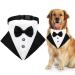 KroY PecoeD Formal Dog Tuxedo Bandana Dog Wedding Bandana Dog Collar with Bow Tie and Neck Tie Designs Adjustable ormal Tux Dog Bowtie Adjustable Neckerchief for Small Medium Dogs(L)