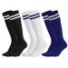 Yamitora 3 pair football socks children 28-37 sports socks long football socks breathable tennis socks for young girls from 5-12 years elastic socks for football basketball run cheerleading