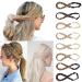 Silk-co women hair band 3 strands brown highlights art hair braided headband elastic hair band for women and girls wedding vintage with hair tie hair part braids extensions 1.5cm wide dark brown & ash brown