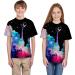 Kids Boys Teen Girls Summer T-Shirt Print Blouse | Casual 3D Top | Shelf Bra | Black | Size 7-8 Years - Buy Online on GoSupps.com