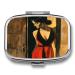 Pill Box Wearing A Red Dress Print 2 Compartment Medicine Pill Case Pill Organizer Decorative Metal Portable Pill Box for Pocket Or Purse