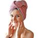 Homelevel 2x Terry Hair Turban with Button - Quick-Drying 100% Cotton Hair Towel Set in Old Pink & Light Gray - Buy Online on GoSupps.com
