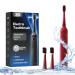 Rechargeable Sonic Electric Toothbrush for Adults Powered Motor High Vibration Teeth & Gum Care Soft Dupont Brush Heads 2 Minutes Timer 3 Modes Red