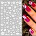 SILPECWEE White Flower Star Heart Nail Stickers - 8 Sheets | 3D Nail Art Decals for DIY & Salon | Manicure Kit with Tweezers - Buy Online on GoSupps.com