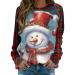 Women's Christmas Sweatshirts Cute Snowman Penguin Print O-Neck Raglan Top Shirt Pullover Comfy Warm Xmas Jumper Winter Long Sleeve Tops Loose Tunic Top Sweaters Light Blue S