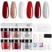 Beetles 6 Colors Dip Powder Nail Kit Starter, Candy Cane Dipping Powder Set Glitter Red Sparkle Colors Snow White Silver Nail Powder Valentine's Day Gifts kit with Base Top Coat Activator Brush Saver A-Candy Cane II