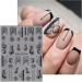 JMEOWIO 3D Embossed Black White Flower Nail Art Stickers Decals Self-Adhesive 5D Line Leaves Nail Supplies Nail Art Design Decoration Accessories 4 Sheets - Buy Online on GoSupps.com