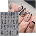 JMEOWIO 3D Embossed Black White Flower Nail Art Stickers - Self-Adhesive 5D Leaves Lace Decals | 4 Sheets Nail Design Accessories for Stunning Nail Art - Buy Online on GoSupps.com