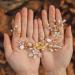 IYOU Bridal Jewelry Wedding Hair Vine Flower Gold Headband Pearl Leaf Prom Bride Hair Accessories for Women