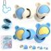 Kids Ear Plugs 2 Pairs(6-12 yrs) Reusable Noise Cancelling Earplugs Silicone Noise Sensitivity Ear Plugs for Children/Small Ears Ear Protection for Concerts/Flying/School/Playtime(Grey+Blue)