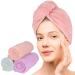 Qioo Microfiber Hair Towel, Hair Towel – 3 Pack 10 × 26 inch, Microfiber Hair Towel Wrap, Ultra Absorbent and Soft Dry Hair Hat, Fast Drying Hair Turbans for Women Blue, Pink, Purple