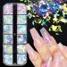 Buy Gzmayuen Nail Leaf Gold Flakes & Colorful Aurora Glass Paper Nail Glitter - 2 Box Nail Art Decoration Set - Buy Online on GoSupps.com