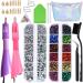 WORTHOFIRST Two Hotfix Applicators with 7200 pcs Rhinestones- Flatback Hotfix Rhinestones in 14 Colors and 7 Sizes with Two Color Rhinestone Applicators in One Hotfix Applicator Kit (White) Purple