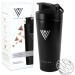 The Vinchu Blender Shaker Bottle - Top Tier Stainless Steel and Triple-Wall Insulation Water Bottle for Cold Protein Prework-Out and Fitness Shakes (Black) Space Black