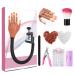 LIONVISON Practice Hand for Acrylic Nails, Flexible Nail Practice Hands Training Kits, Fake Manican Hands for Nails Practice, Movable Nail Maniquin Hand with 300PCS Nail Tips, File, Brush and Clipper TypeA-nail hand with t
