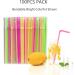 FOREVERIE 100 PCS Plastic Bendy Drinking Straws Disposable Flexible Narrow 0.2 Inch/5 MM Calibre 8.27 Inches/21cm Length Soft Translucent Multiple Light Colors Mixed - Buy Online on GoSupps.com