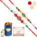 Ghasitaram Gifts Rakhi for Brother Rakhis Online - Set of 2 268 270 Fancy Rakhis with 100 GMS of Dryfruits Mix Can 200 GMS of Kaju katli