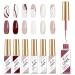 Rechoo 6Pcs gel for gel nails set 8ml dark red nude & glitter UV gel liner gelail colors for drawing lines gel nail polish for nail design nail art color gel nail gel b-6Pcs dark red glitter & matte