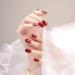 DANNI & TONI 28 Stickers Semi Cured Gel Nail Polish Strips Gel Nail Stickers Solid Colour Salon-Quality Gel Nail Polish Strips Manicure Stickers Set (Ruby Reverie)