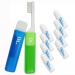 Dental aesthetics travel toothbrushes and mini toothpaste 3 g tubes with mint taste (2 travel toothbrushes and 8 toothpaste) 2 travel toothbrushes & 8 tooth paste