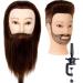 Stancia Male Mannequin Head,Training Head with 100% Human Hair,14” Barber Mannequin Head, Hairdresser Manikin Head, Training Doll Head for Hair Styling and Practice(with Beard,Dark Brown) #4 dark brown 14 Inch (Pack of 1)