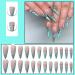 JUSTOTRY 24 Pcs Flower Stiletto Fake Nails Long Green French Press on Nails | Almond Stick on Nails for Women | Acrylic Extra Long False Nails with Glue for Nail Art - Buy Online on GoSupps.com