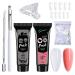 DMQ Poly Gel Nail Kit 2 Colour Builder Gel for Nails Clear Nude Nail Extension Gel Starter Kit with Nail Form Nail Brush Cuticle Remover Nail Strengthen Nail Gel Kit DIY for Beginners Clear & Nude Set