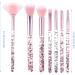 WLLHYF 7 Pack Makeup Brush Set Stylish Glitter Cosmetics Brushes Kit Professional Blending Brush with Crystal Sequins Handle for Eye Shadow Eyeliner Foundation Powder Concealer Blush Lip Women (Pink) - Buy Online on GoSupps.com