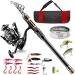 BlueFire Fishing Rod Kit, Carbon Fiber Telescopic Fishing Pole and Reel Combo with Spinning Reel, Line, Lure, Hooks and Carrier Bag, Fishing Gear Set for Beginner Adults Saltwater Freshwater 2.1M