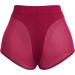 Women High Waist Mesh Tulle Spliced Yoga Shorts in Wine Red - Medium - Buy Online on GoSupps.com