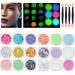 18 Colors Glow in The Dark Face Body Glitter Gel  Luminous Iridescent Glitter for Eye Lip Nail Hair  Self-Adhesive UV Holographic Face Glitter Gel Halloween Christmas Party Makeup (18 Colors)