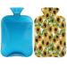 Sunflower heat bottle with a fluffy cover 2 l capacity hot water bottle for cozy nights relieves pain back neck and shoulders