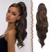 Feshfen ponytail hair part hair extension with cord strain 60cm ponytail extension synthetic wavy curly curly curly ponytail extension for women black and caramel brown 60 cm black and caramel brown