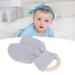Baby Teething Wooden Ring - Bunny Ears Design Bite-Resistant Cotton Gauze Soothing Teether for Babies (Gray) | International Shipping - Buy Online on GoSupps.com