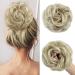 Tess hair part with rubber band 55g lured hair tie with hair ash blonde to white blonde large bun hair part hair part hair parts synthetic hair extension for women girls 55 g ashblond to white blonde