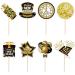 Happy New Year Cupcake Toppers Gold and Black Cupcake Toppers Picks for New Years Eve Party Dessert Decoration Supplies 32 Pieces - Buy Online on GoSupps.com
