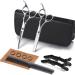 ANGNYA Hairdressing Scissors Set Hair Scissors Stainless Steel Barber Texturizing Scissors with Leather Case 6.0 Inch Silver