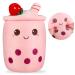 BoBa Plushie Bubble Tea Plushi Fruit Plush Pillow Ice Cream Plush Pillow Cushion Stuffed Animal Pillow Skin-friendly Comfortable Cushion Cuddle Hugging Pillow Fluffy Toy Pillow Milk Tea Cushion 24cm Pink