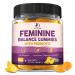 Feminine Balance Probiotic Gummies for Women Support Vaginal Health pH Balance Freshness & Digestive Health with Pineapple Slippery Elm Cranberry D-Mannose Sugar-Free Pineapple Flavor
